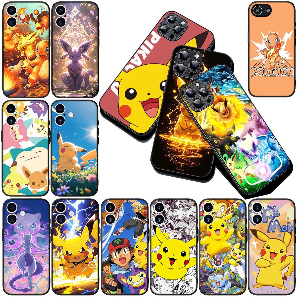 Casing for Apple iPhone 16 14 15 Plus 11 Pro Max 16E ProMax + 16Plus 15+ 14+ Phone Cover Soft Case Cartoon P-Pokemons P-Pikachus