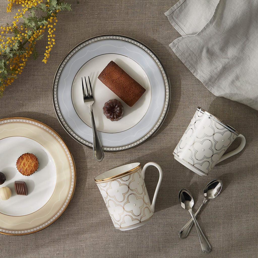 Тарелка-кружка Noritake 395cc 22см Trefolio Two Two Костяной фарфор & (Парный набор) Кружка, Тарелка, Золото/Платина, Кружки, Тарелки, Фарфор Золото/Платина, M9722/4945-57