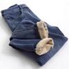 Autumn Winter Women's Soft Fleece-Lined Denim Jeans Comfortable Flattering Versatile Dad Pants