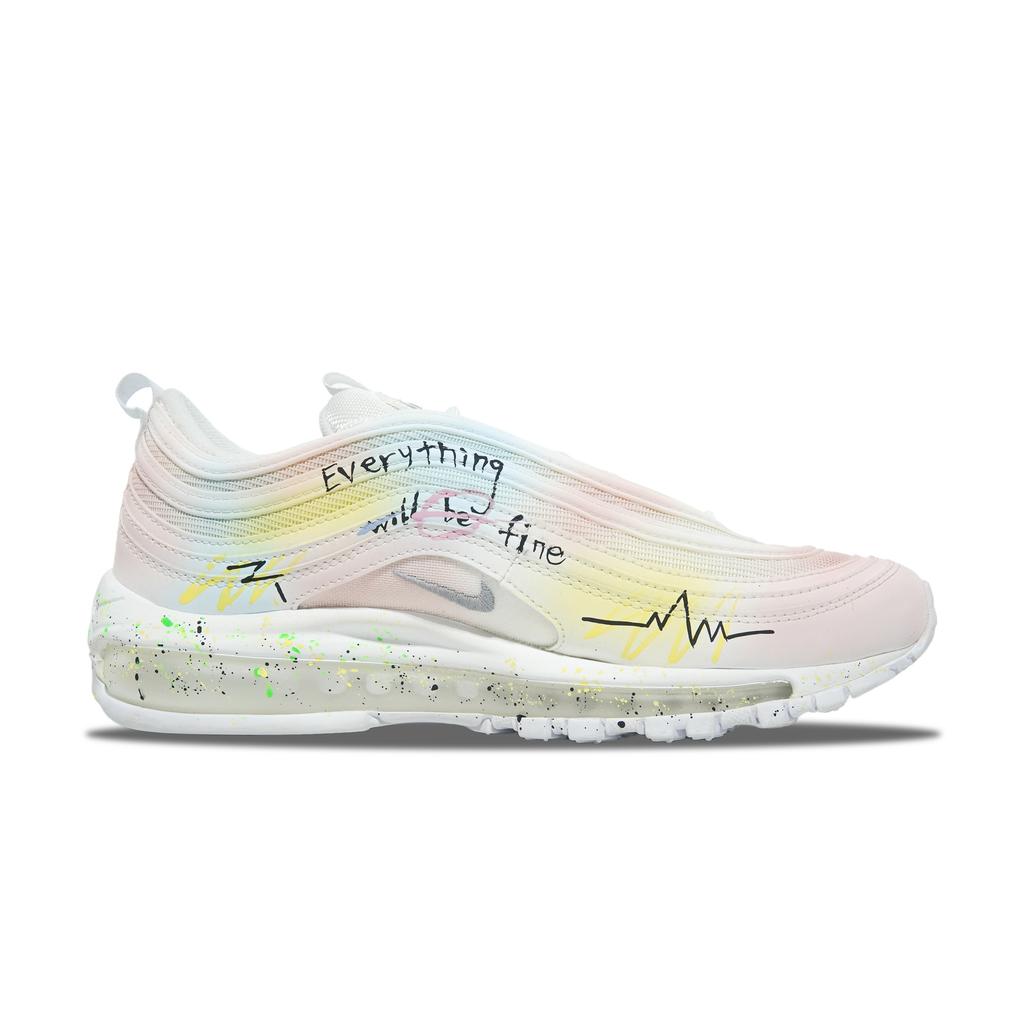 Nike Кроссовки Air Max 97 Устойчивые к истиранию Низкие Беговые Унисекс Белый Розовый Синий 921826-101(Команда252-)