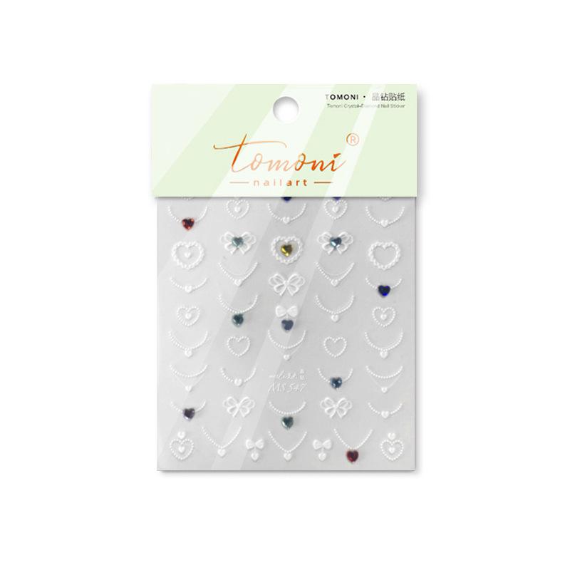 Bright Crystal Nail Art Stickers Retro Nail Sticker Love Necklace Stickers DIY Creative Decoration