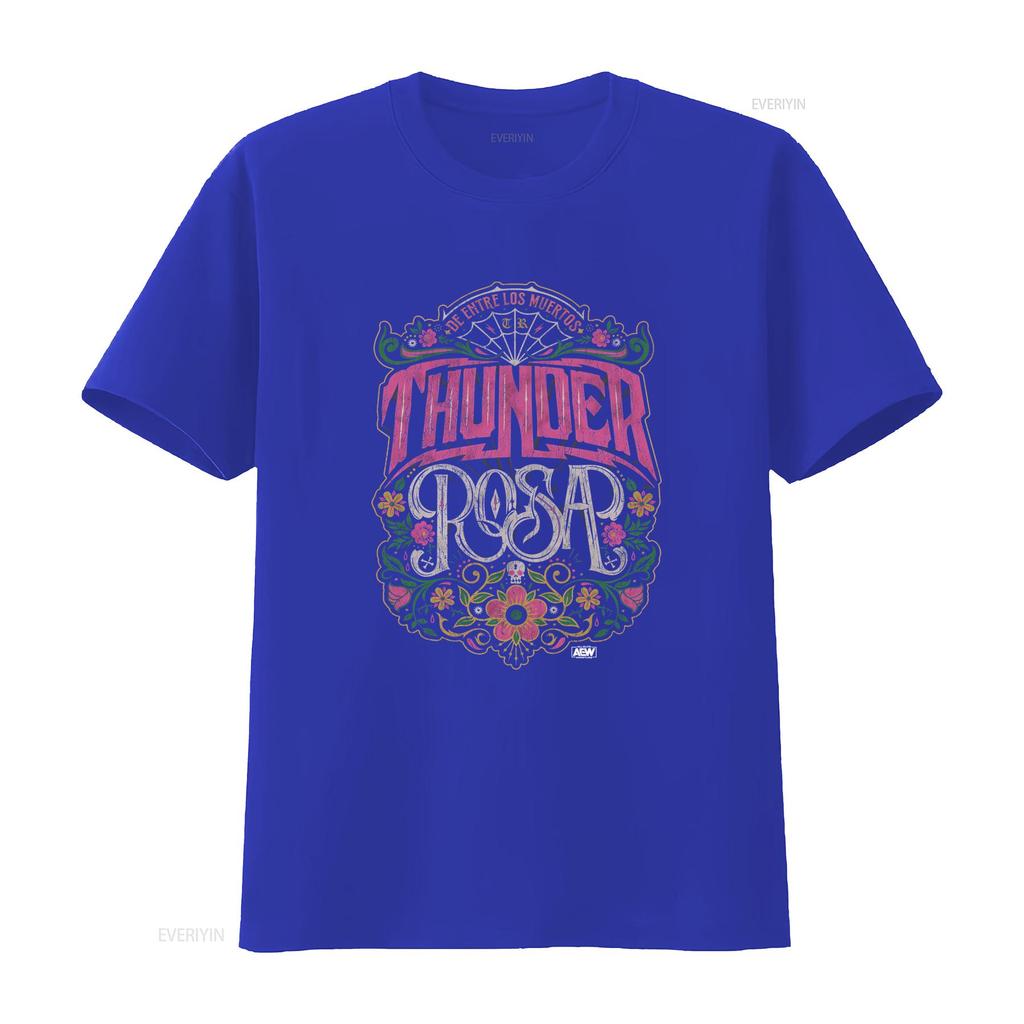 Thunder Rosa De Entre Los Muertos Официальная футболка AEW Смелый дизайн с цветочными мотивами черепа винтажная стирка удобная