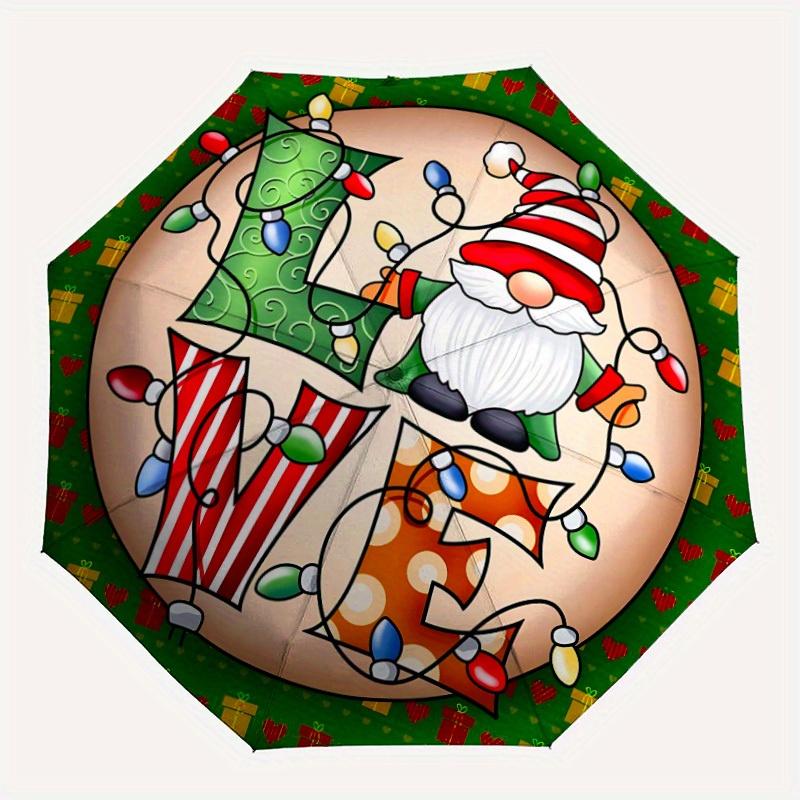 1pc Christmas Pattern Automatic Opening/Closing Folding Umbrella with 59 Ribs, Plastic Handle, Windproof Portable Sunshade Umbrella y250726099