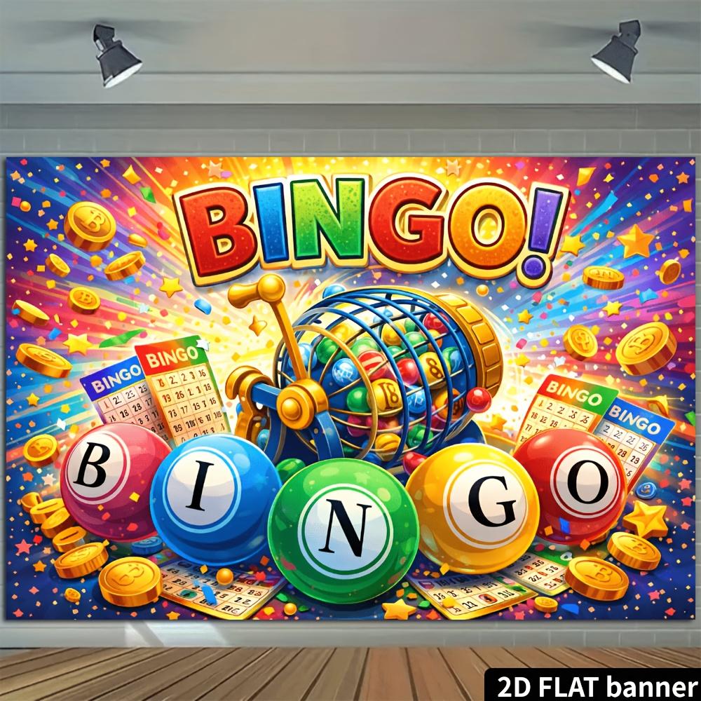 2D plane, 1 piece of Bingo game-themed background cloth, suitable for indoor and outdoor Bingo game activities