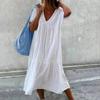 Summer Women's Round Neck Short Sleeved Mid Length Dress