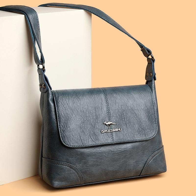 Сумка с откидным верхом, Модная и простая, Сумка через плечо из мягкой кожи, Многослойная сумка большой вместимости