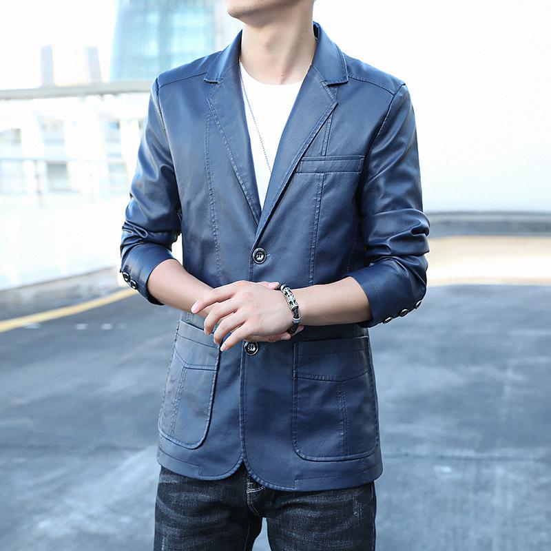Кожаная куртка мужская в корейском стиле, модная, приталенная, деловая, мужская куртка на осень и зиму, мотоциклетная кожаная куртка, мужская одежда