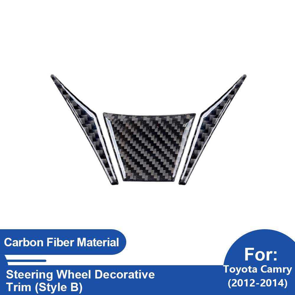 For Toyota Camry 2012-2014 LHD Steering Wheel Decorative Sticker B Black Carbon Fiber Trim Cover Interior Accessories Upgrade