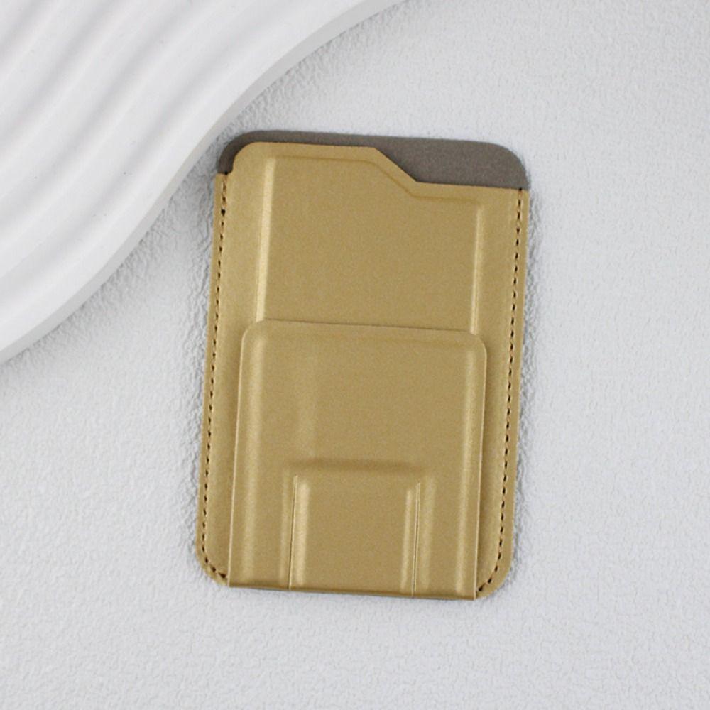 Anti-Slip Cell Phone Card Holder PU Leather Stick-on Phone Stand Phone Holder Bracket Standing