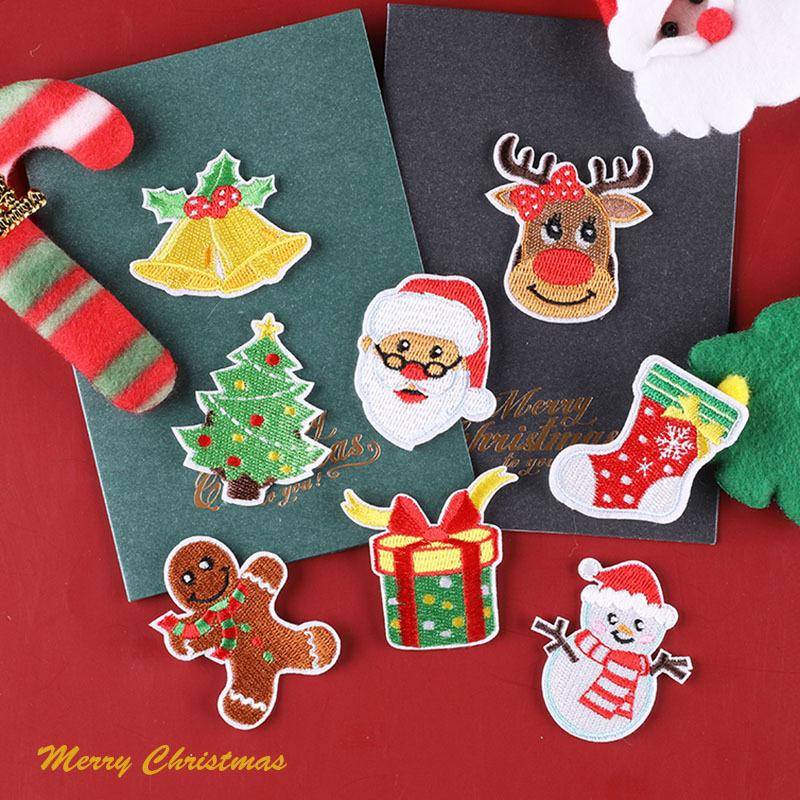 Вышитая этикетка Рождественская серия Тканевая этикетка Аксессуары для одежды Наклейка-наклейка Источник Вышитая тканевая наклейка