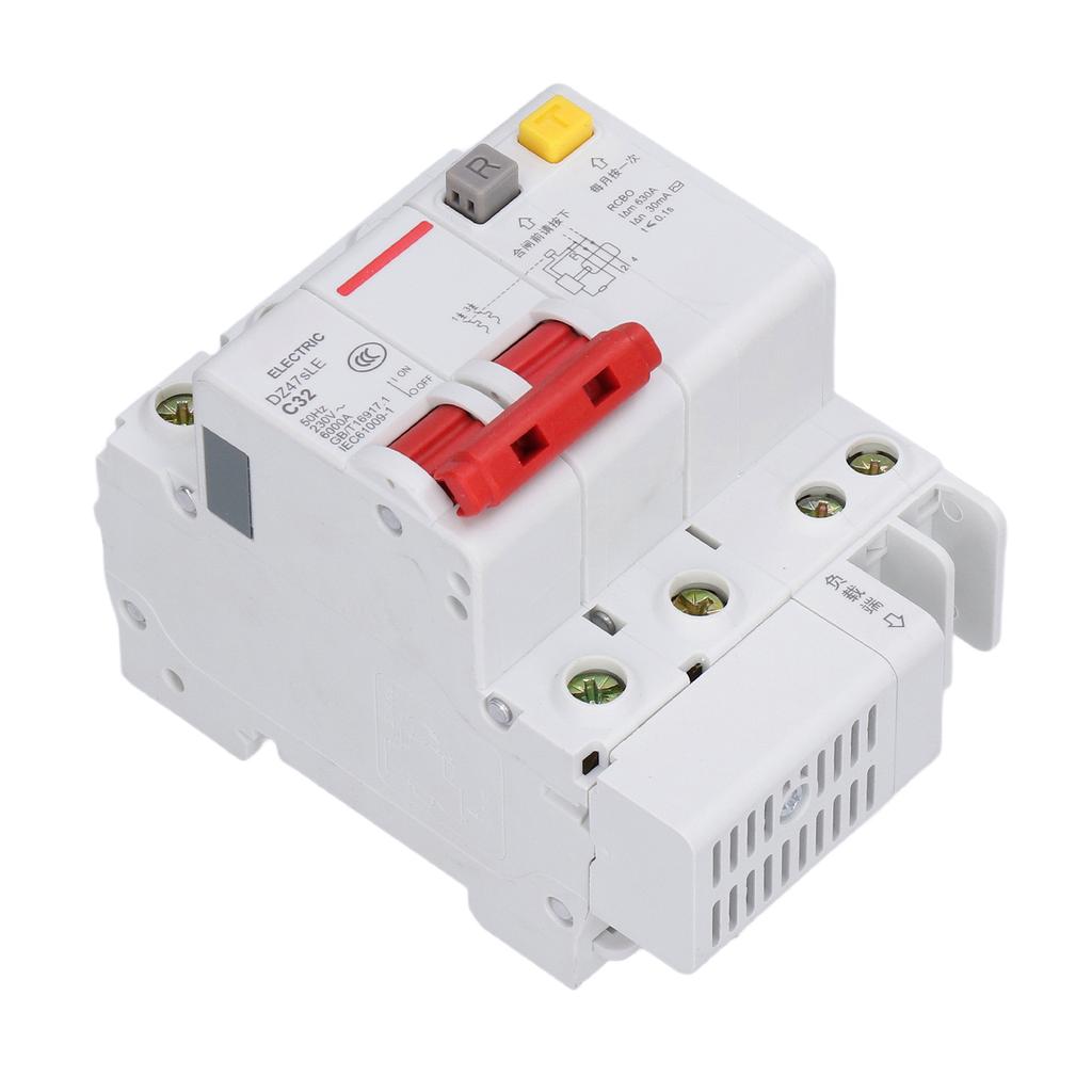 Миниатюрный автоматический выключатель 2P DIN-рейка крепление защита от утечки переменного тока 230 В 32A DZ47sLE C32