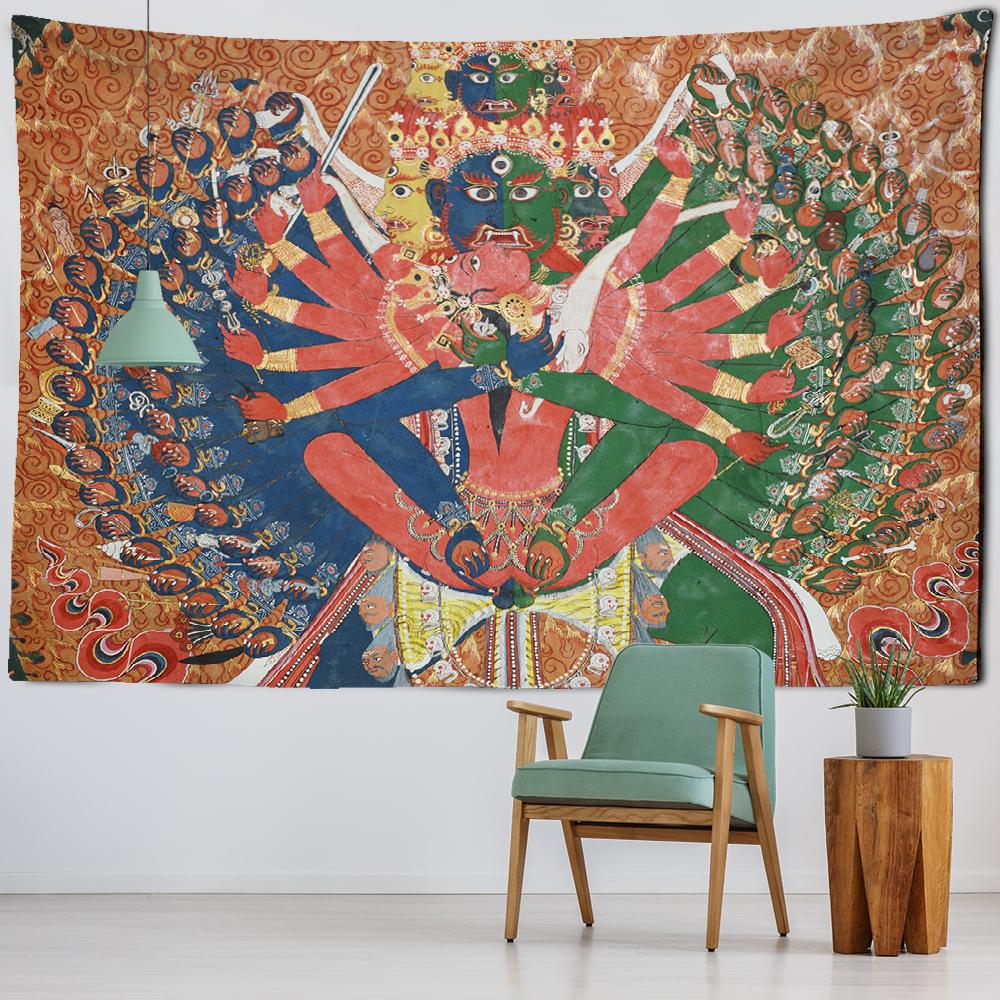 Индийская статуя Будды, древний буддийский гобелен, гостиная, спальня, настенная медитация, психоделическая йога, настенный подвес в богемном стиле