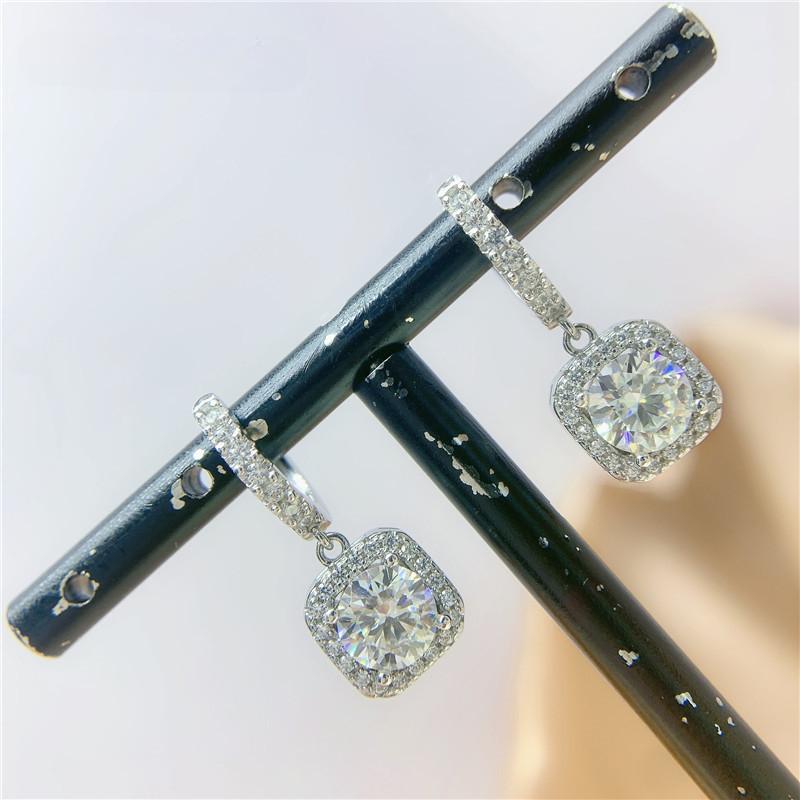 Sterling Silver S925 Moissanite Drop Earrings D Color VVS Diamond Earrings For Wedding Engagement Party Jewelry