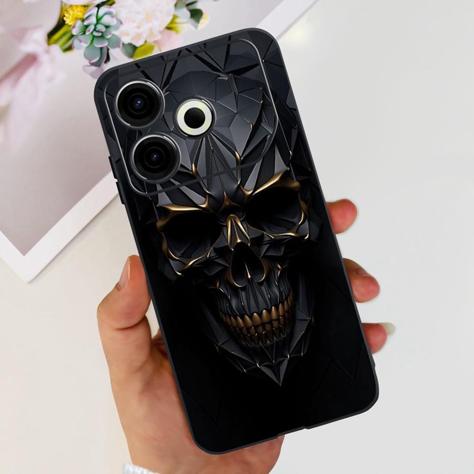 Модный Чехол 2024 года Для Tecno Pova 6 Neo Черный Силиконовый Мягкий ТПУ Задняя Крышка Для Tecno Pova 6Neo 4G Чехлы Для Телефона