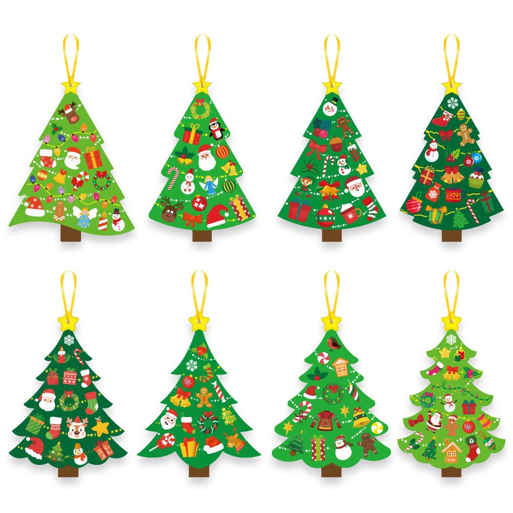 Cartoon Christmas Tree Theme DIY Card Stickers, Christmas Tree Decoration Christmas Gifts