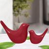 Creative Red Glossy Ceramic Birds Figurines Home Decorations Accessories Party (Pack of 2, Red)