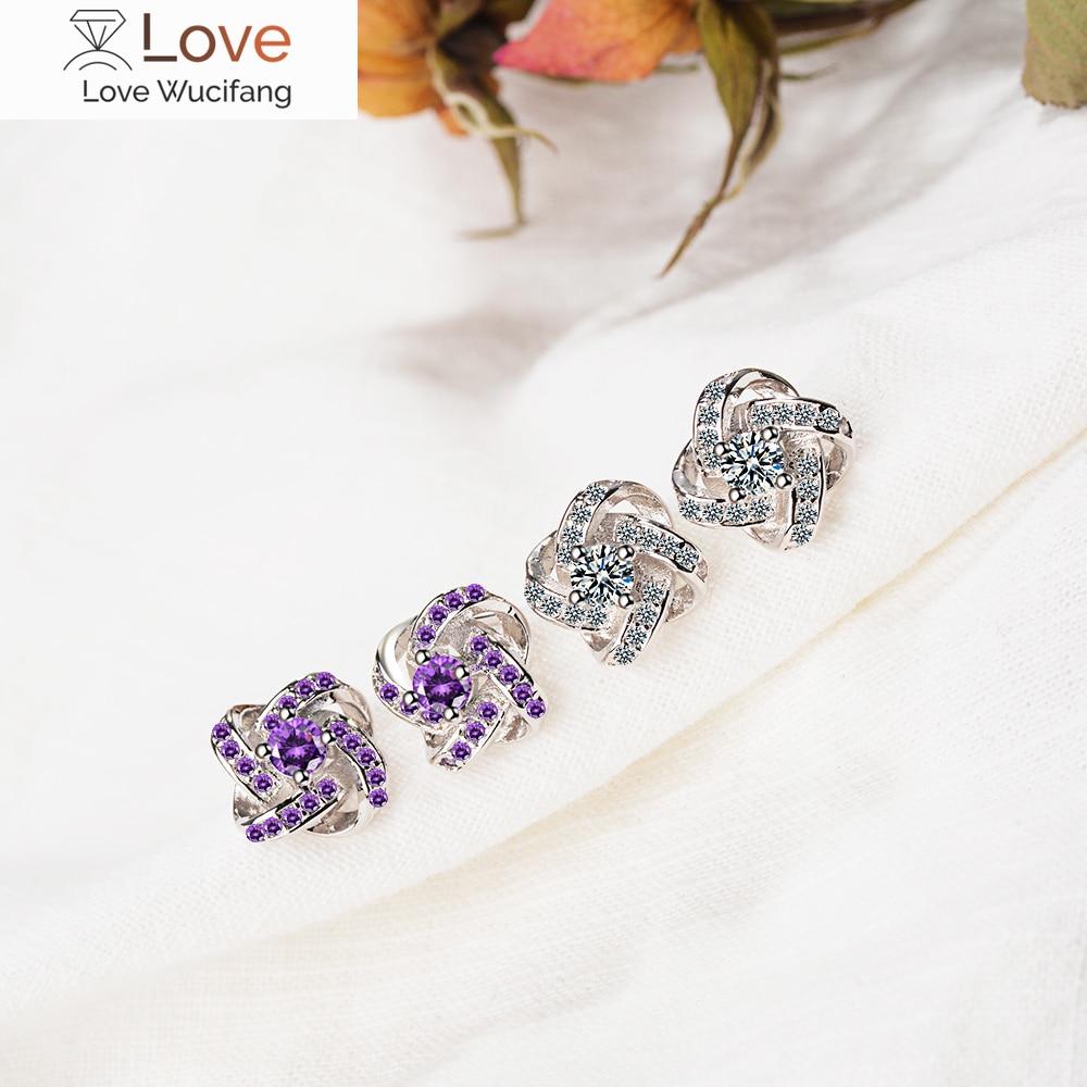 Серьги-гвоздики из стерлингового серебра 925 пробы с цветком клевера, элегантные свадебные серьги с кубическим цирконием для женщин, ювелирные украшения