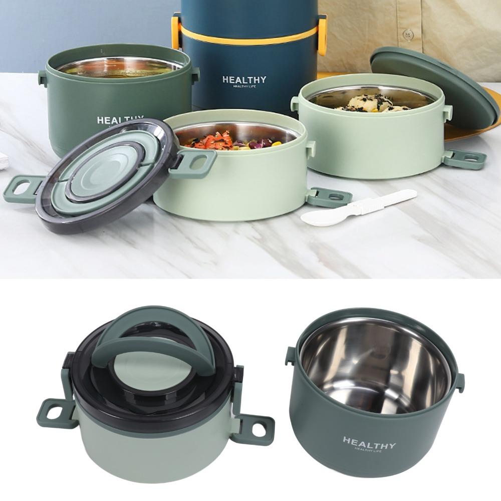 Three Layers Thermal Lunch Box 304 Stainless Steel Lunch Container Portable Food Jar School Use