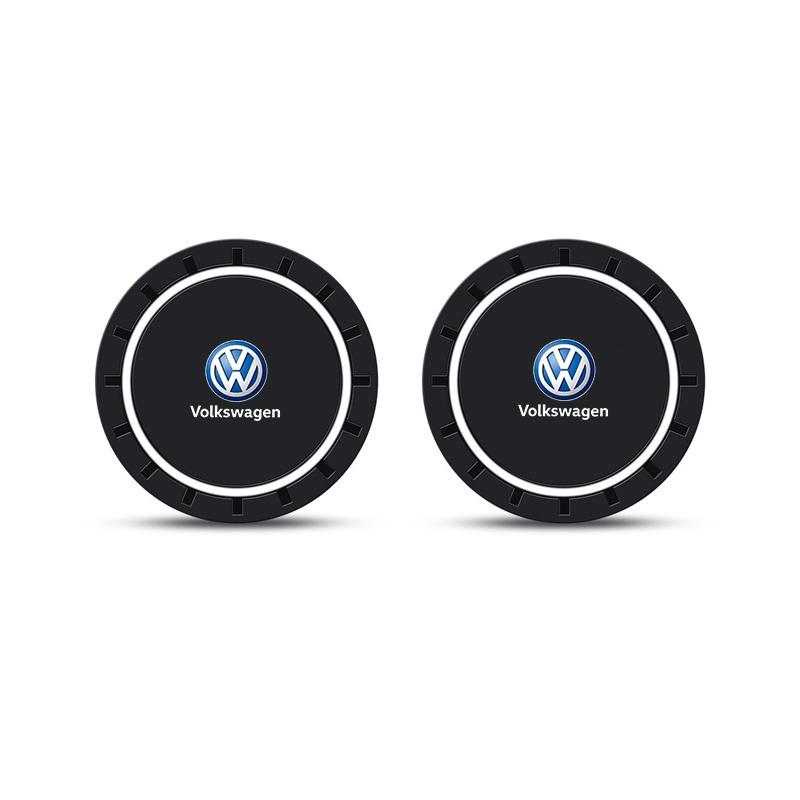 For Volkswagen VW 2PC PVC Silicone Car Coaster Water Cup Slot Non-Slip Pad Drink Mat For Volkswagen VW Golf 7 MK7 Golf 6 MK6 Tiguan Polo CC JettaNO3