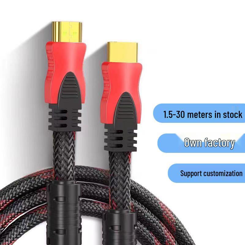 Высококачественный кабель HDMI от производителя, версия 1.4, красно-черная оплетка, от 1,5 до 15 метров, для компьютера и телевизора.