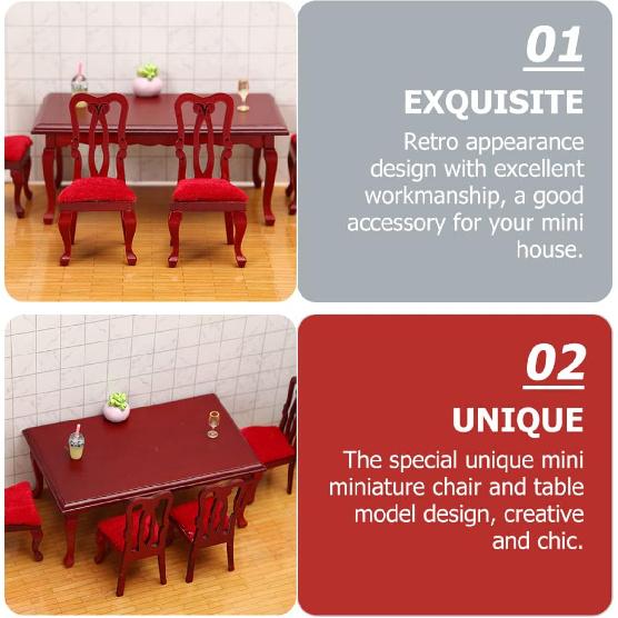 1 комплект Масштаб Винтаж для Аксессуаров и Миниатюрной Декорации Модель/Кукольный домик Стул Стол Мини Стулья Ретро Деревянный Обеденный Дом Крошечная Комната Мебель