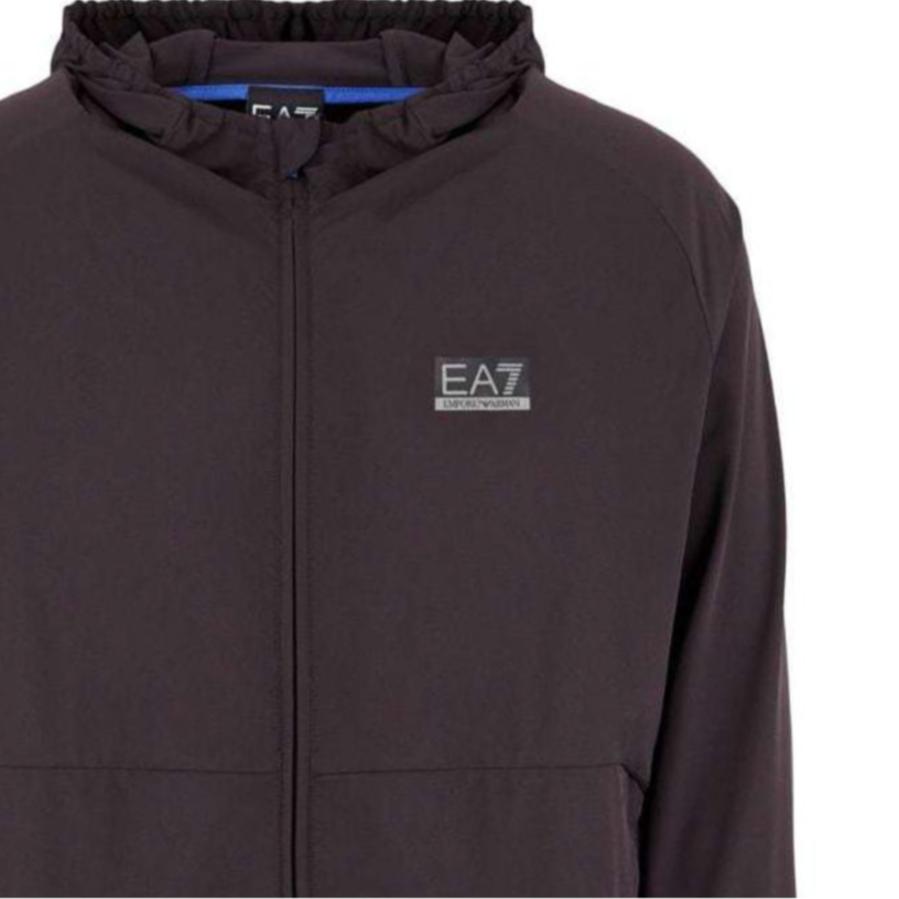 Emporio Armani EA7 Весна-Лето 2024 Толстовка с капюшоном на молнии с длинным рукавом и принтом логотипа Мужская толстовка Черный 6DPM57-PNDDZ-1771