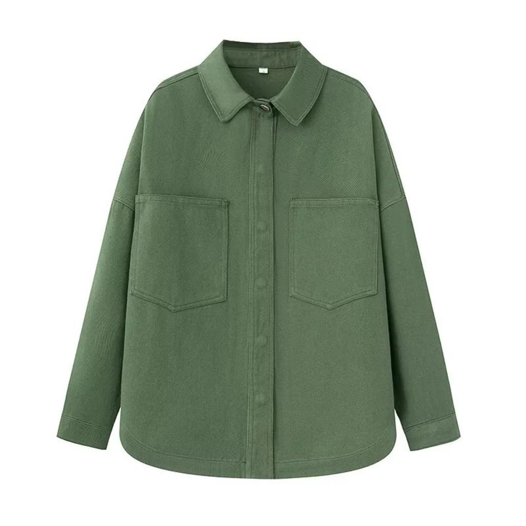 Женская мода Ретро Свободная Повседневная Джинсовая Куртка-Рубашка с Большим Карманом