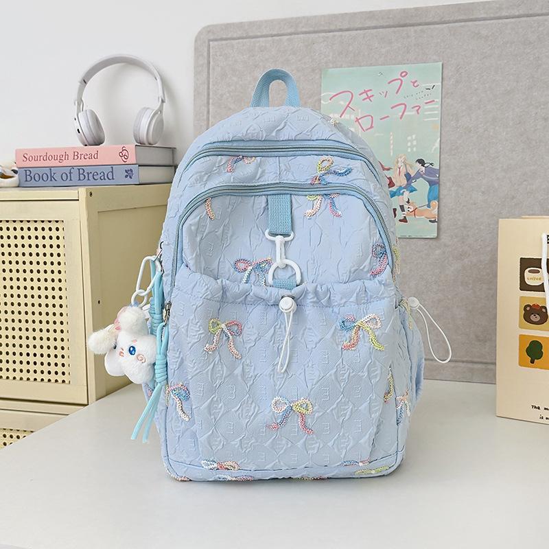 Japanese Bow Bag Female Junior High School Students Cute Joker Large Capacity Backpack Gao Yan College Backpack.