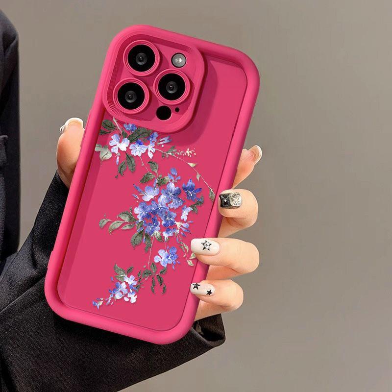 Простой синий цветок для чехла телефона iPhone17PorMax 14 Apple 13 матовый 12/15 защитный чехол