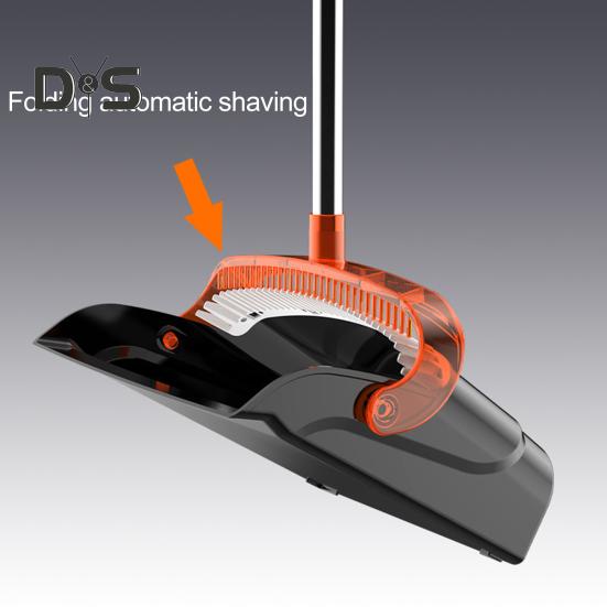 2 шт./комплект совков с длинной ручкой и встроенными зубьями-гребнями, вращающимися на 180 градусов, эргономичный дизайн, набор метел и совков