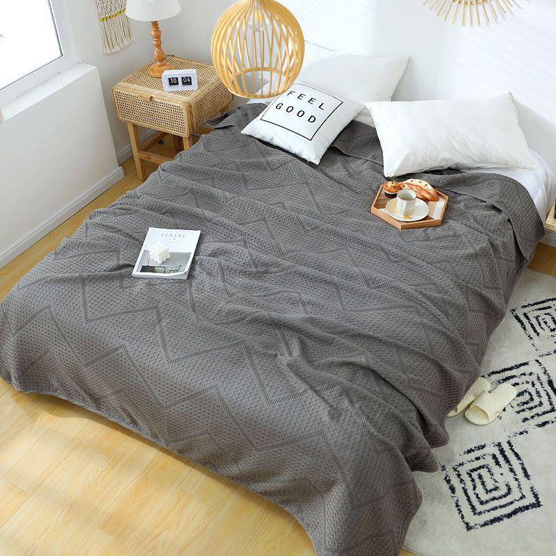 Cotton Blanket Summer Towel Thin Quilt for Double Queen King Bedspread Bed Sofa Cover Coverlet Waffle Plaid Knit Blanket Throw
