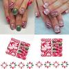Christmas Full Cover Stick On Nails Lines Press On Nails Short Square False Nails Glittering Artificial Nails for Winter