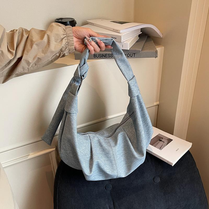 Korean denim messenger bag nylon dumpling bag lazy large capacity women commuter casual armpit bag
