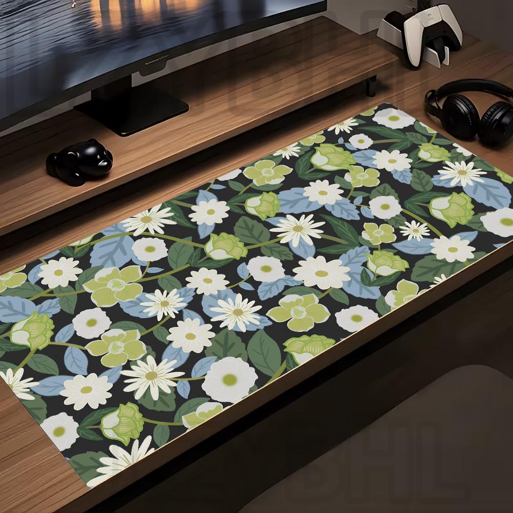 Floral Pattern Mouse Pad XXL Large Anti-Slip Rubber Esport Gaming MousePad PC Durable Thick Seam Edge Office Gamer Long Desk Mat