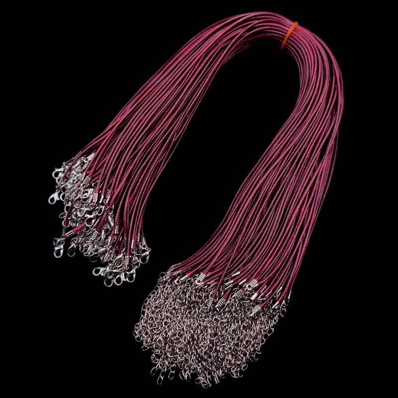 10 шт., веревки, ожерелье, веревка-цепочка, 2 мм, витая искусственная кожа, плетеная, унисекс, для мужчин и женщин