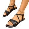 2025 summer new casual versatile light and comfortable sandals women's woven fish mouth large size beach sandals women