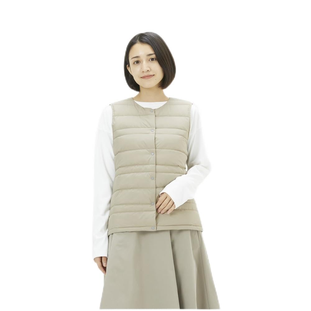 Компактный пуховый зимний жилет Breath Thermo цвета мокко размера L, материал с тепловыделением, тепло, женский, бежевый,