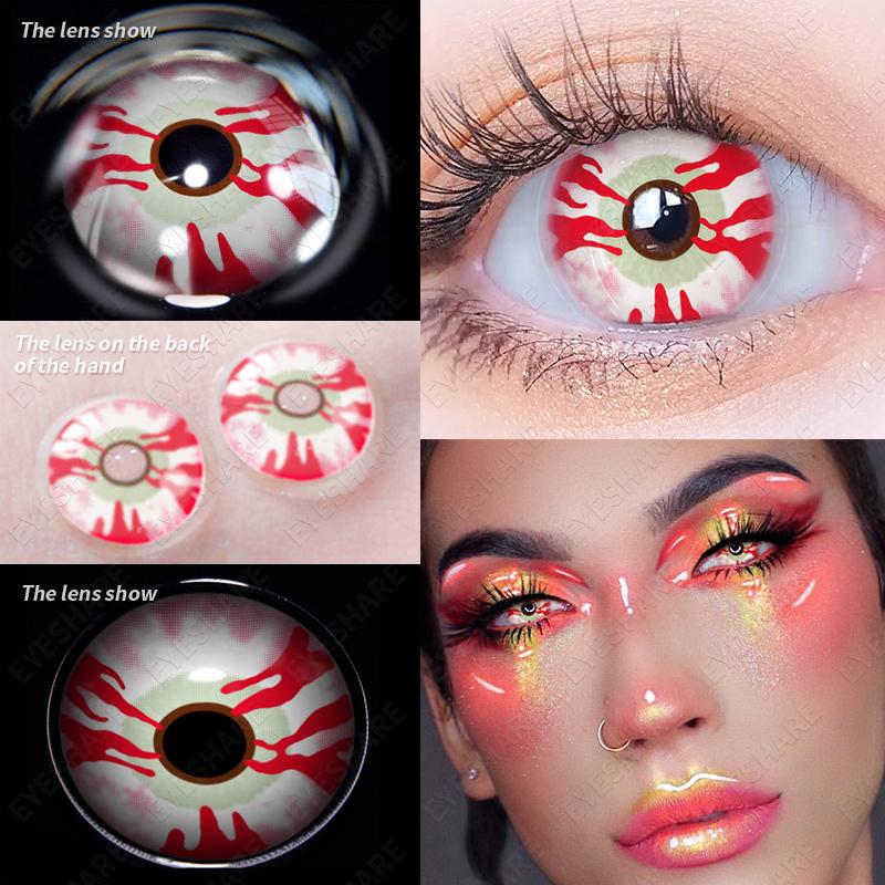 1Pair Anime Color Contact Lenses for Eyes Yearly Red Lenses Black White Lenses Halloween Eye Lens Cosplay Eye Contacts