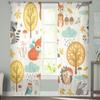 Autumn Woodland Animals Sheer Curtains For Living Room Bedroom Kitchen Tulle Curtain Home Decorative Sheer Panels