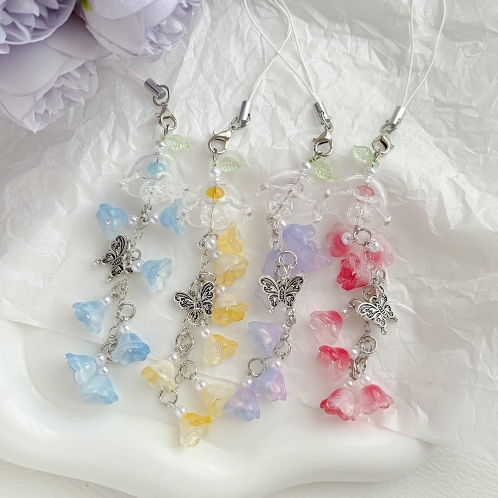 Kawaii Design Wind Chime Pendant Orchid Bell Style Bead Phone Lanyard Ornament Use