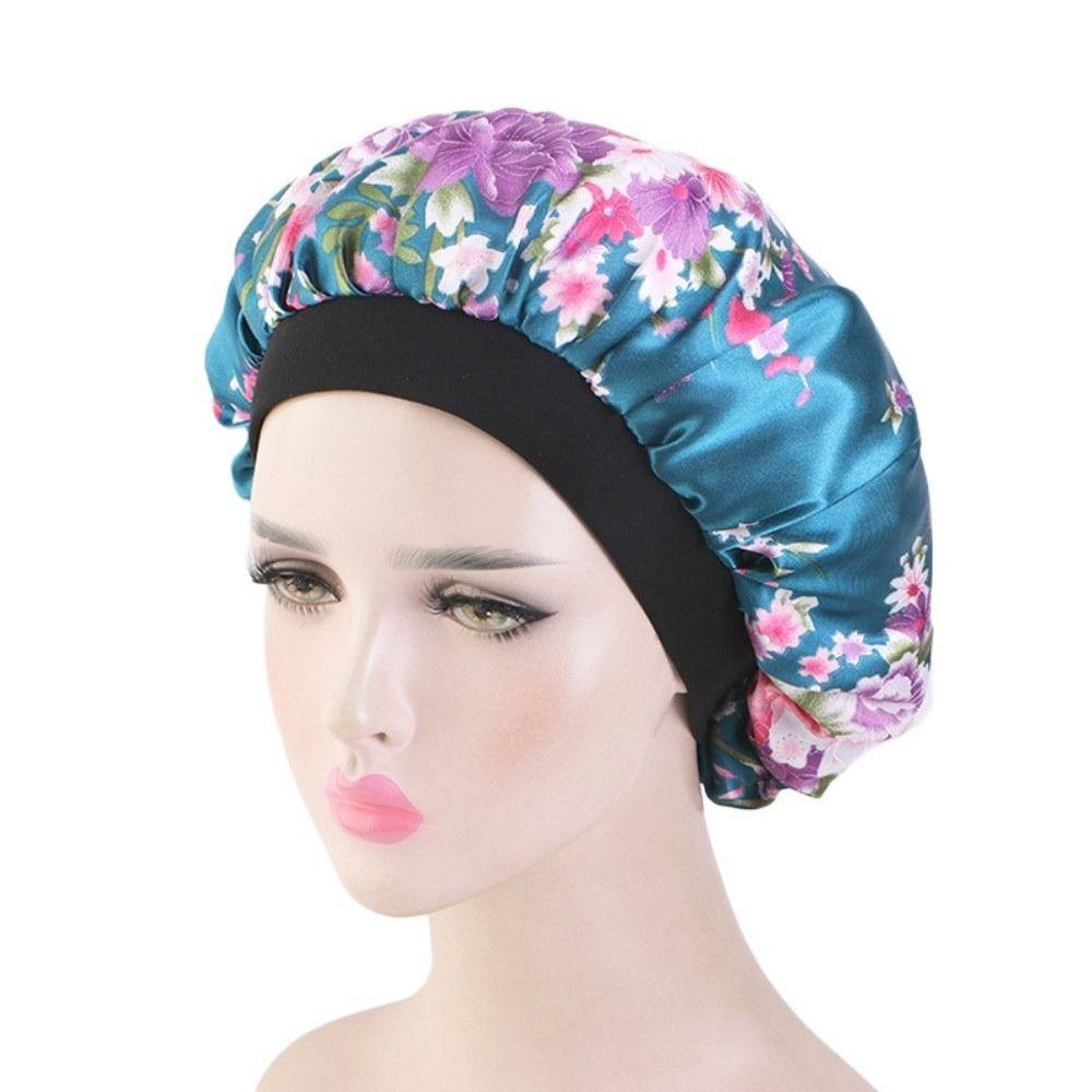 Elastic Wide Band Shower Caps Floral Pattern Bath Hair Cap Soft Night Cap Hair Wrap Accessories
