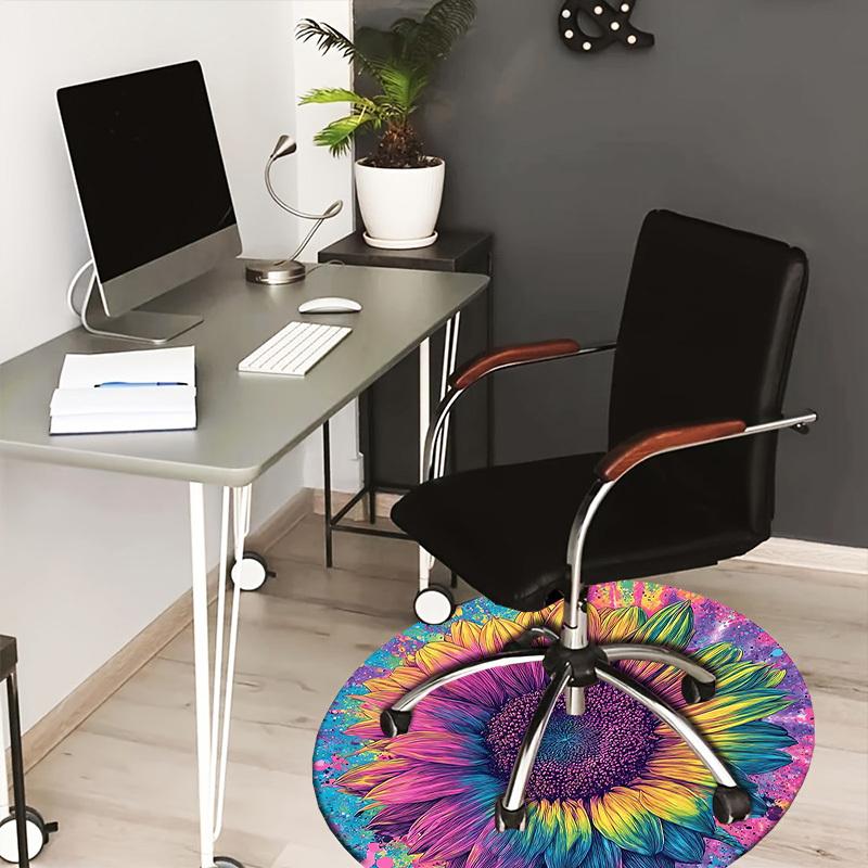 1pc Office Carpet Chair Mats Colorful Sunflower Artwork Perfect for Decorating Office Chairs, Living Rooms, Or Bedrooms