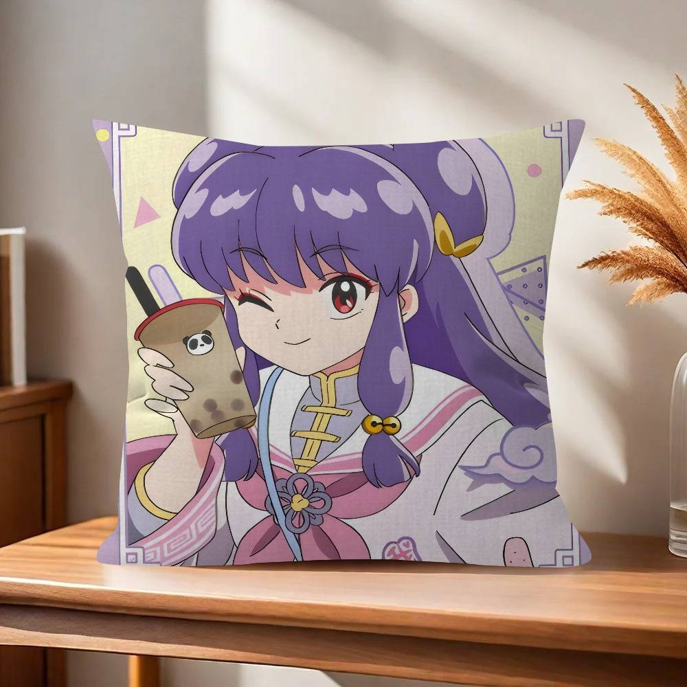 Anime Ranma Vintage Pillow Gift Home Office Decoration Bedroom Sofa Car Cushion Cover case x