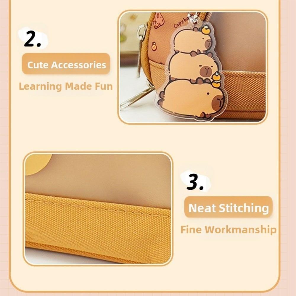 Cartoon Capibara Pencil Case Multi-layer Stationery Bag Kawaii Pencil Pouch  School Supplies