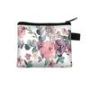 Canvas Coin Purse Floral Plaid Print Zipper Pouch Small Wallet Children Female Key Card Holder Mini Money Bag