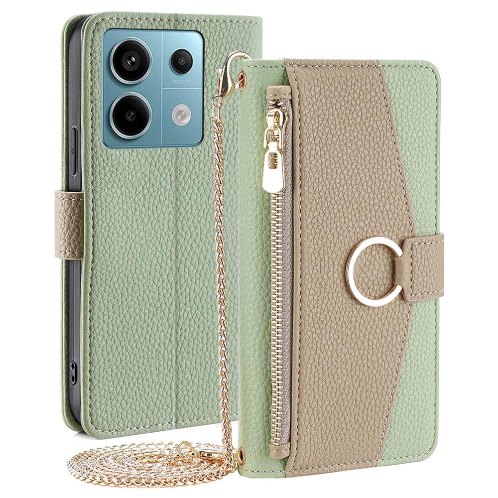 Crossbody Case for Xiaomi Redmi Note 13 Pro 5G/Poco X6 5G Zipper Pocket Phone Cover with Makeup Mirror