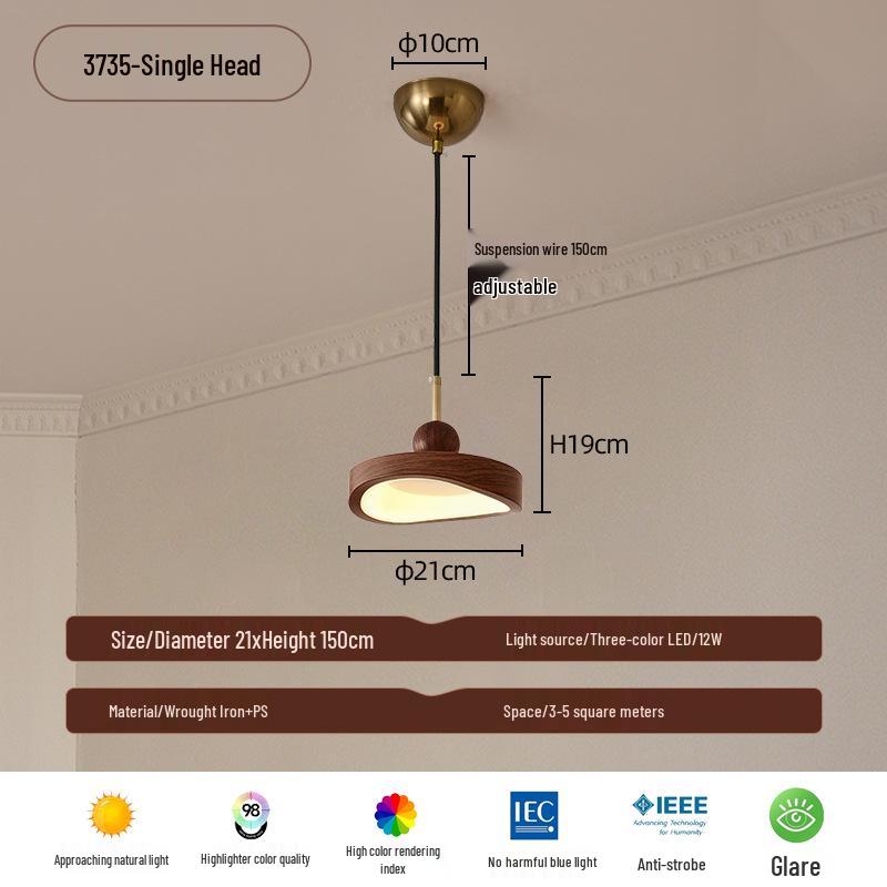 Ретро-люстра из грецкого ореха, лампа для защиты глаз для китайского ресторана, бара, прикроватной зоны или кабинета.
