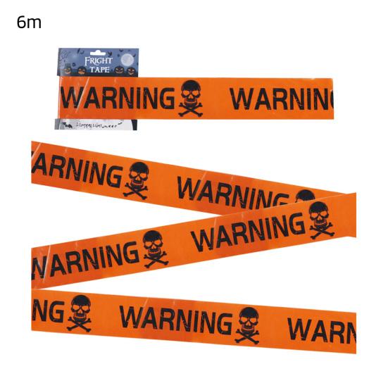 Halloween Warning Tape Plastic Skull Keep Out Danger Ribbon Warning Line Spooky Party Prop for Door Window Wall Tree Gate Yard Lawn
