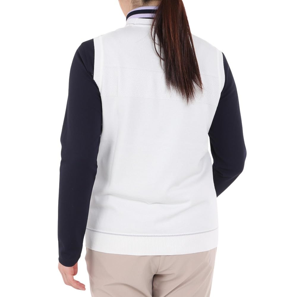 Трикотажный жилет с круглым вырезом без рукавов жаккардовый простой гольф MGWXJL82 WH00 [Munsingwear] женский (белый)