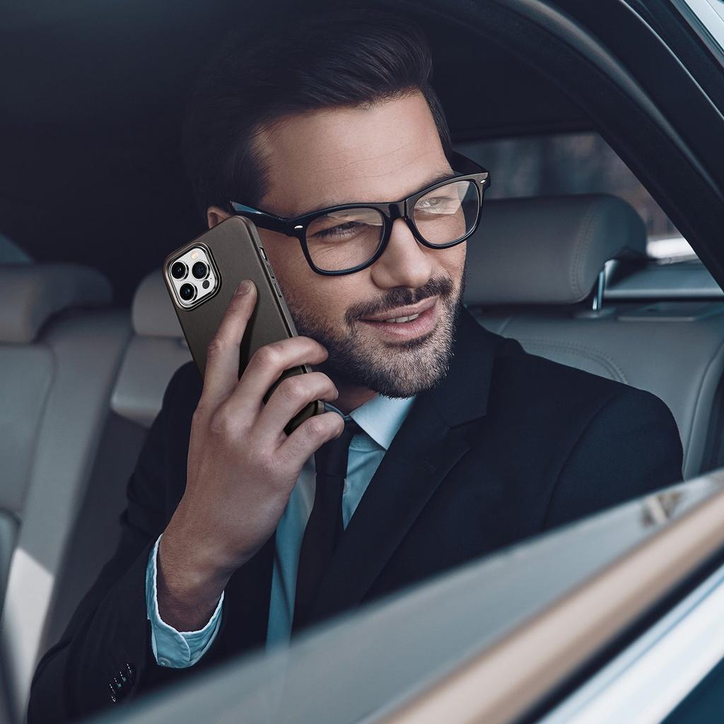 Dux Ducis Naples Leather Case for iPhone 14 Pro Max with MagSafe Compatibility - Dark Brown